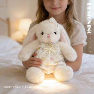 Peluche Coniglio in Velluto Aini, Bambola di Peluche Bianca, Compagno di Sonno, Regalo di Compleanno per Bambini Unisex - Product Image 2