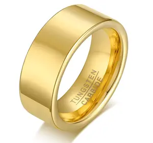 2023 grosir cincin Tungsten berlapis emas cincin pernikahan kosong sederhana untuk pria perhiasan baja tahan karat Titanium