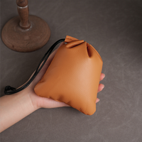 Pochette à cordon en cuir véritable, sac de rangement portable pour cosmétiques, rouges à lèvres, bijoux, pochette organisatrice en cuir pour un usage quotidien en voyage
