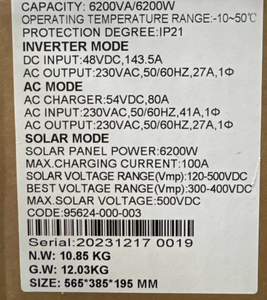 Goodcf 6.2KW 하이브리드 태양광 인버터 120A MPPT 태양열 충전 컨트롤러 V 듀얼 AC 입력 및 PV 60-500VDC 가있는 48V 오프 그리드 - Product Image 6