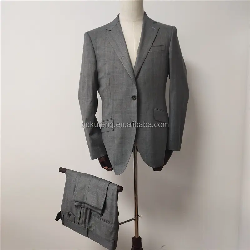 New design wholesale formal wear fashion pants custom clothing for man 2 pieces sets grey men's suit