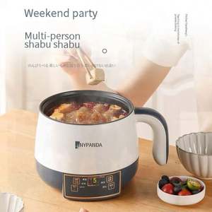 Mini Sartén Eléctrica Multifuncional, Sartén Antiadherente de Acero Inoxidable para el Hogar, Tapa de Vidrio Templado, Blanca, Fácil de Limpiar - Product Image 2