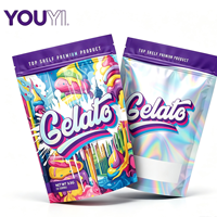 Sachets refermables personnalisés anti-odeur, holographiques, en Mylar, avec fermeture éclair, pour bonbons, snacks et aliments pour animaux de compagnie