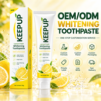 Dentifrice blanchissant aromatisé au citron fabriqué sur mesure, rafraîchit l'haleine, élimine les odeurs, sans fluor.
