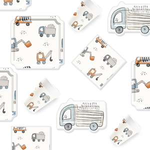 Ensemble de vaisselle de fête DAMAI, best-seller, personnalisable sur le thème des camions, vaisselle jetable pour fête d'enfants, assiette en papier, gobelet, serviette - Product Image 3