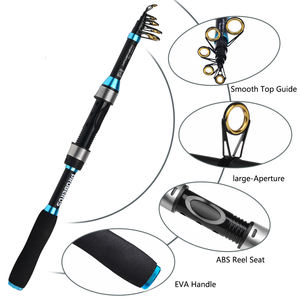 DORISEA Canne à pêche télescopique Moulinet Combo Set Fibre de verre Métal Crochet Leurre Ligne pour Lake River Stream Fishing Bass Perch Marlin - Product Image 3