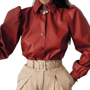 OEM 2020 Nouveautés femme Vêtements En Cuir Élégant Bouffée Manches Longues Été mode Dames Bureau Chemises <span class=keywords><strong>Chemisier</strong></span> - Product Image 1