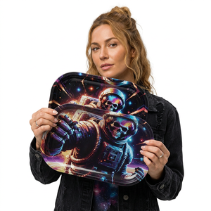 Bandeja Rectangular de Plástico con Diseño Espacial de Calavera de Astronauta, Accesorio de Almacenamiento Moderno - Product Image 1