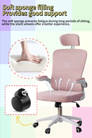Chaise de bureau ergonomique en maille avec appui-tête réglable et roues silencieuses Chaise de direction pivotante de qualité supérieure pour la maison et le bureau