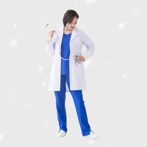 Bata de Laboratorio Transpirable Antiarrugas de Algodón y Poliéster <span class=keywords><strong>para</strong></span> Mujeres, <span class=keywords><strong>para</strong></span> Médicos y Enfermeras de Hospital, con Mangas Largas/Cortas - Product Image 4