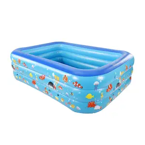 定制蓝色260厘米方形聚氯乙烯充气游泳池便携式户外儿童夏季娱乐配件