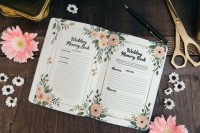 Carnet de notes/agenda de luxe A5 en cuir PU mat avec reliure cousue, impression personnalisée, idéal pour mariage, avec étui de protection