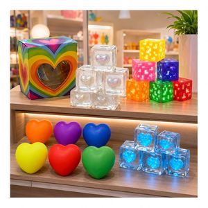 Viral <b>Glowing</b> <b>Cube</b> Heart Stress Ball Squeeze Toy Squishy Sensory Fidget Kids Adults Novelty Gift Wholesale Distributor - Product Image 1