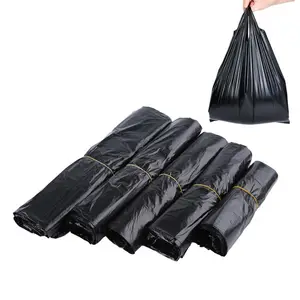 Strong Capacity T-shirt Garbage Bag HDPE LDPE Customized Garbage bag with Vest Type Black