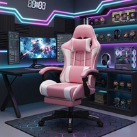 Chaise de bureau ergonomique moderne en cuir, style racing, pour gaming, hauteur réglable, pivotante à 360 degrés, repose-pieds extensible en 2 phases