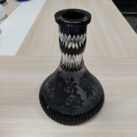 Base de chicha en verre sculptée à la main de 25 cm, noire, accessoires de chicha, vente en gros d'usine, pour bar à chicha