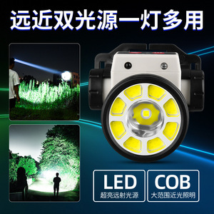 ไฟหน้าแบบ LED แบตเตอรี่แบบชาร์จไฟได้ ปรับความสว่างได้ ไฟทำงานสำหรับตั้งแคมป์กลางแจ้ง แหล่งกำเนิดแสงสีขาว ตัวเครื่องทำจากพลาสติก - Product Image 2