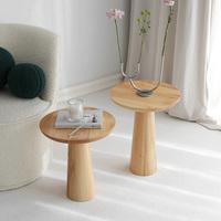 Ensemble de 2 tables d'appoint rondes en bois massif, style minimaliste moderne, table basse d'appoint pour salon, canapé, chevet