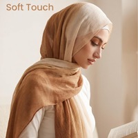 Écharpe en Viscose en Gros 180x70cm Bicolore Effet Froissé Ombré Plissé en Rayonne pour Femme WJ1129