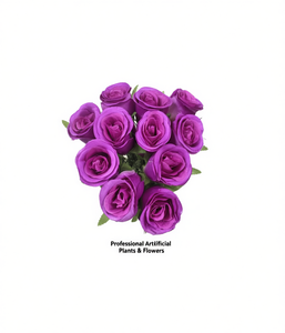 12 piezas de rosas artificiales profesionales de color púrpura, 12 piezas de tela ligera para decoración de interiores, flores para el Día de San Valentín - Product Image 1