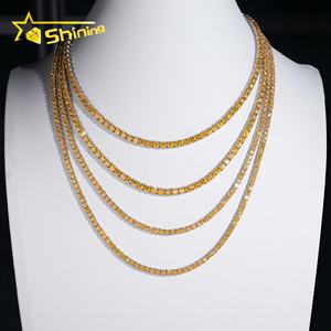 לעבור יהלום טסטר היפ הופ 3 מ "מ 4 מ" מ כחול ורוד זהב ורוד 925 צבע כסף שרשרת טניס - Product Image 4