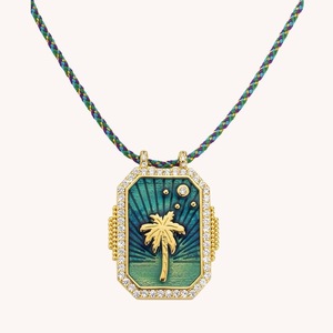 Bijoux de mode étiquettes forme rose vert oeil coloré <span class=keywords><strong>mot</strong></span> anglais diamant rose cz corde torsadée carte de tarot pendentif collier - Product Image 5