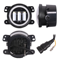 Remplacement de phare antibrouillard avant de voiture rond à LED de 4 pouces, 30W, phare antibrouillard rond de 4 pouces avec yeux d'ange, anneau halo complet pour Jeep Wrangler Jk