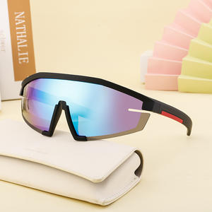 Lunettes de soleil sportives PQ-2466, monture noire en PC, polarisées UV400, coupe-vent, protection solaire pour le cyclisme en extérieur, pour hommes - Product Image 4