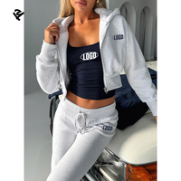 F240308 Fabricants de vêtements, ensembles personnalisés pour femmes, broderie de logo, streetwear Y2k, ensemble 2 pièces, pantalon de survêtement et sweat-shirt pour femmes