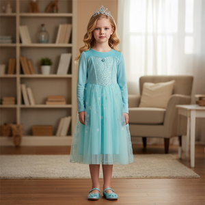 Vestido <span class=keywords><strong>de</strong></span> Princesa <span class=keywords><strong>Elsa</strong></span>, Serie OPA, Auditado por FAMA, Vestido <span class=keywords><strong>de</strong></span> Terciopelo Azul con Incrustaciones <span class=keywords><strong>de</strong></span> Algodón Natural, Ropa <span class=keywords><strong>de</strong></span> Boutique <span class=keywords><strong>de</strong></span> Invierno, Envío Rápido - Product Image 2