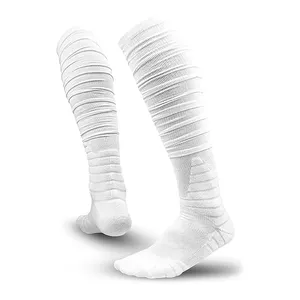 防滑运动足球袜男白色膝高超长扭腰足球袜