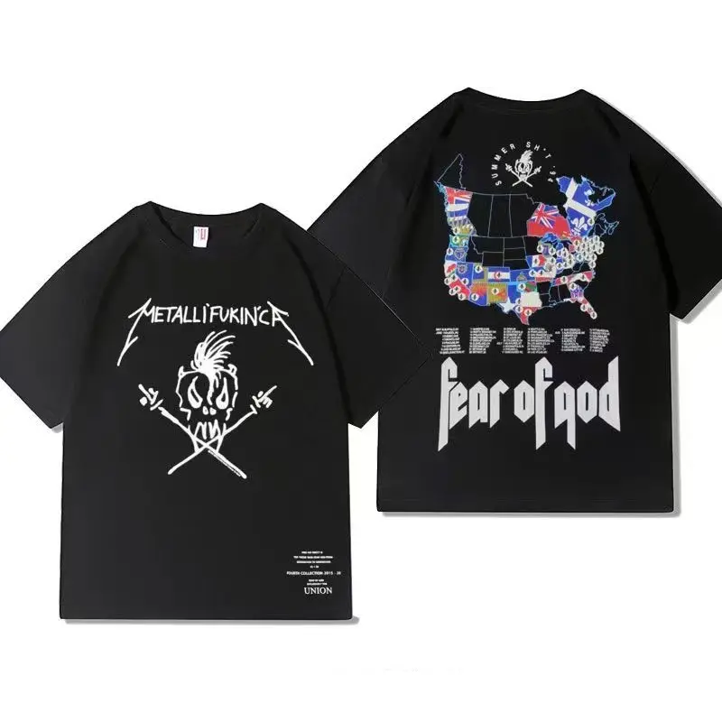 Y2k top Rock Band da uomo magliette grafiche Vintage Hip Hop Harajuku Anime vestiti musica pesante Metal Punk bianco stampato a maglia
