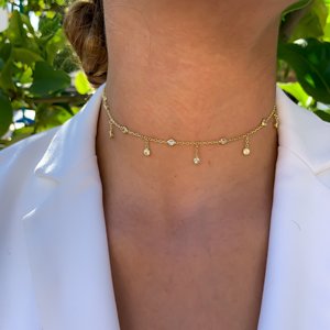 2025 Fashion Gold Plated Cz Tassel Charm <strong>Delicate</strong> Chain Statement <strong>Necklace</strong> - Product Image 1