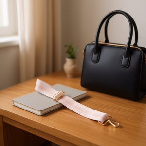 Sangle en tissu 5 cm, couleur unie rose clair, pour accessoire de sac - Product Image 3