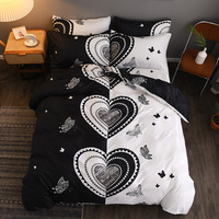 4 pièces en gros imprimé 3d coeur et fleur couverture couette housse de couette ensemble de literie