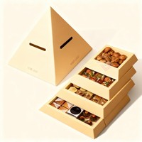 Boîte Pyramidale Biodégradable en Papier Kraft pour Plats à Emporter, Gâteaux et Desserts – Emballage pour Snacks, Impression à l'Encre de Soja, Vente en Gros
