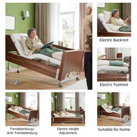 Lit médical en bois pour soins à domicile, lit de luxe confortable avec moteur OKIN, lit de maison de retraite, lit d'hôpital électrique