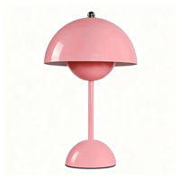Lampe de table en métal en forme de champignon rose, lampe de bureau moderne à abat-jour en forme de dôme, lampe de chevet décorative pour chambre à coucher, salon, chambre d'enfant
