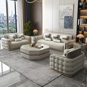 Sofá Seccional Contemporáneo Tapizado en Cuero Artificial con Cojín de Espuma Estilo Victoriano para Sala de Estar - Product Image 4