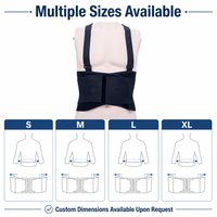 Ceinture de soutien lombaire industrielle noire avec bretelles croisées en X, 5 canaux de maintien et compression double couche
