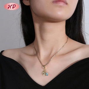 สร้อยคอจี้เปลือกหอยประดับเพทายสีน้ำเงินชุบทอง 18K จากโรงงานโดยตรง สำหรับผู้หญิง เครื่องประดับชายหาดฤดูร้อน - Product Image 4