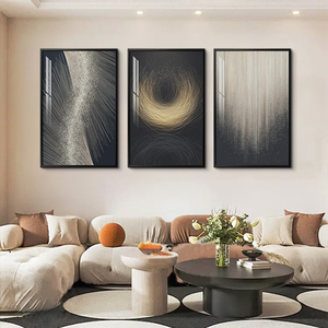 Grande Quadro Moderno di Lusso Nero e Oro, Arte Murale per Camera da Letto, Set di 3 Stampe Luminose su Tela - Product Image 4