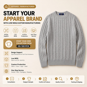Suéter 100% Algodón con Logotipo Bordado Personalizado, <span class=keywords><strong>Cuello</strong></span> Redondo de Punto Trenzado para <span class=keywords><strong>Hombre</strong></span>, Ropa Casual de Invierno, Fabricante de Ropa al por Mayor, MOQ - Product Image 1
