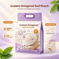 Sachet Doypack à fond plat avec poignée, refermable à fermeture éclair, pour granola, céréales, noix, emballage alimentaire, logo personnalisé