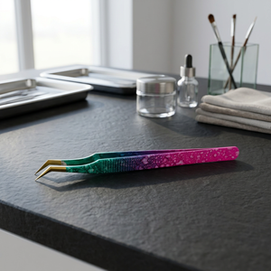 Pince à épiler professionnelle à pointe incurvée pour cils, outil de beauté en métal en forme de U pour extension de cils, application durable - Product Image 4