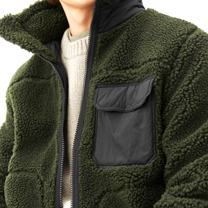 OEM personalizable hombres cremallera <span class=keywords><strong>polar</strong></span> Sherpa <span class=keywords><strong>chaqueta</strong></span> Casual invierno cálido de talla grande bordado Shearling <span class=keywords><strong>Bomber</strong></span> Casual <span class=keywords><strong>chaqueta</strong></span> - Product Image 5