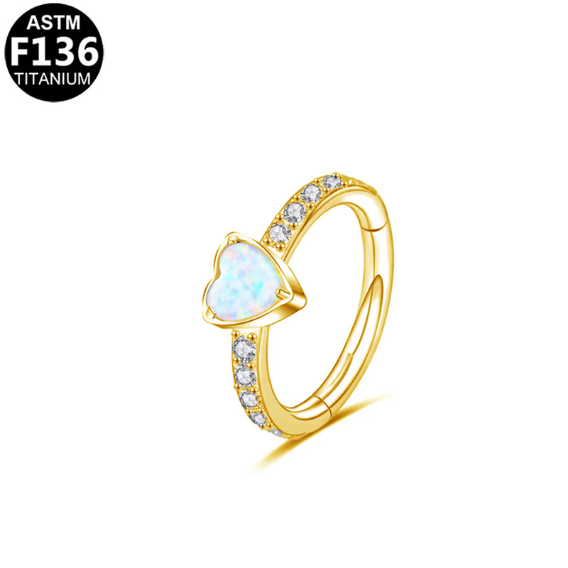 Opale en forme de coeur 1.2*8mm, or