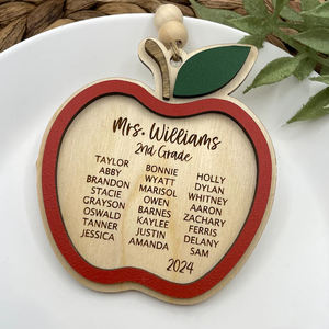 Grabado Adorno de madera <span class=keywords><strong>Estudiante</strong></span> Nombre Día del maestro Regalos Graduación Tarjetas de regalo manzana - Product Image 4