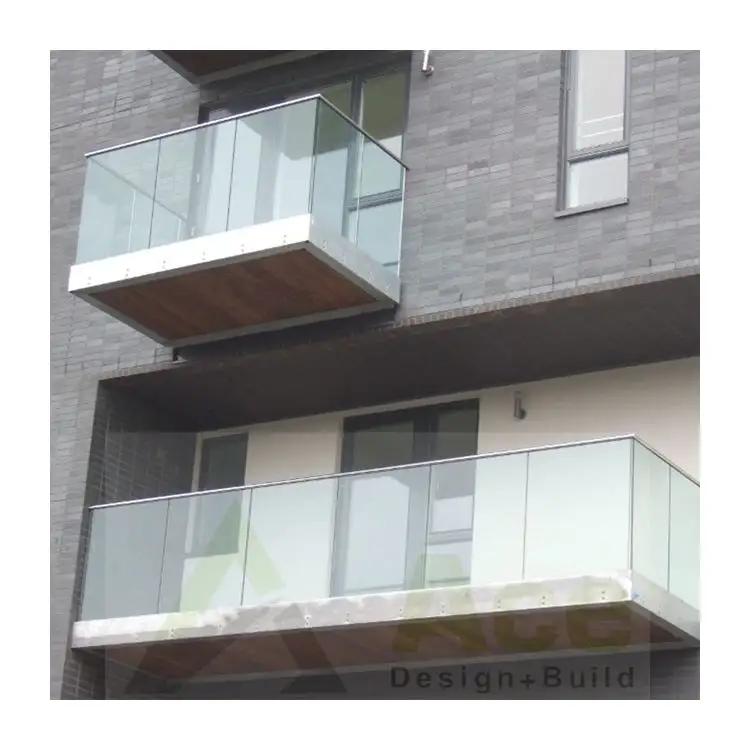 Ace Frameloze Glazen Balkon Reling Aluminium U Kanaal Gehard Glas Balustrade Dek Hek