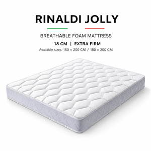Matelas en mousse Rinaldi JOLLY 18 cm, fermeté moyenne, respirant, en tissu polyester, avec soutien à cellules ouvertes, 150x200 cm, 180x200 cm, pour chambre moderne - Product Image 2